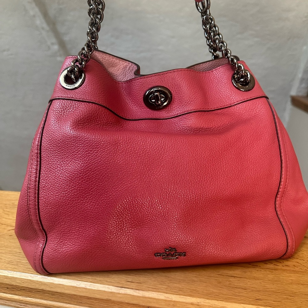 Coach Fuchsia Leather Shoulder Bag